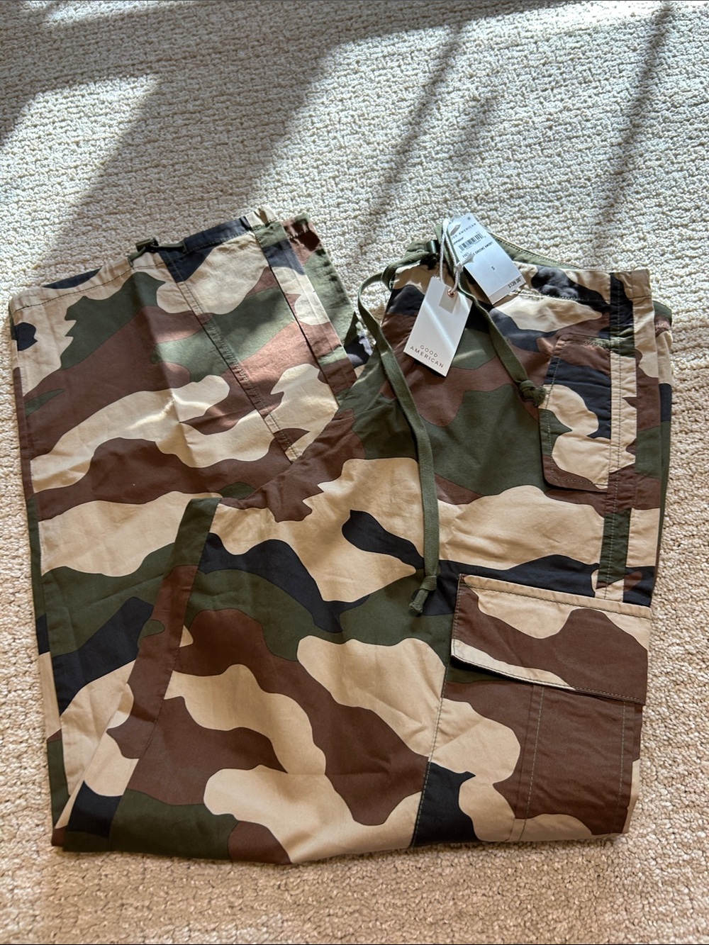 Good American Camo Pants with Drawstring nwt small $139